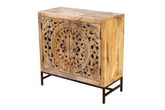 Antique Indian Jali Hand Carved Solid Wooden Cabinet Natural 90x40x90cm A0140